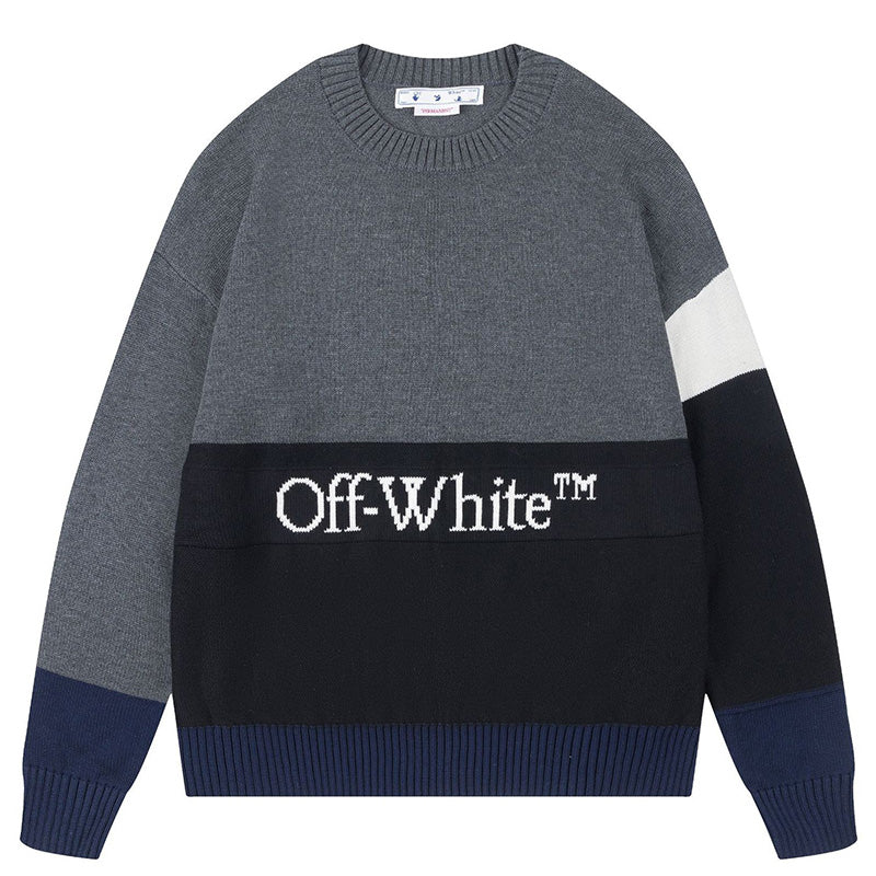 OW Color Block Logo Knit Sweater