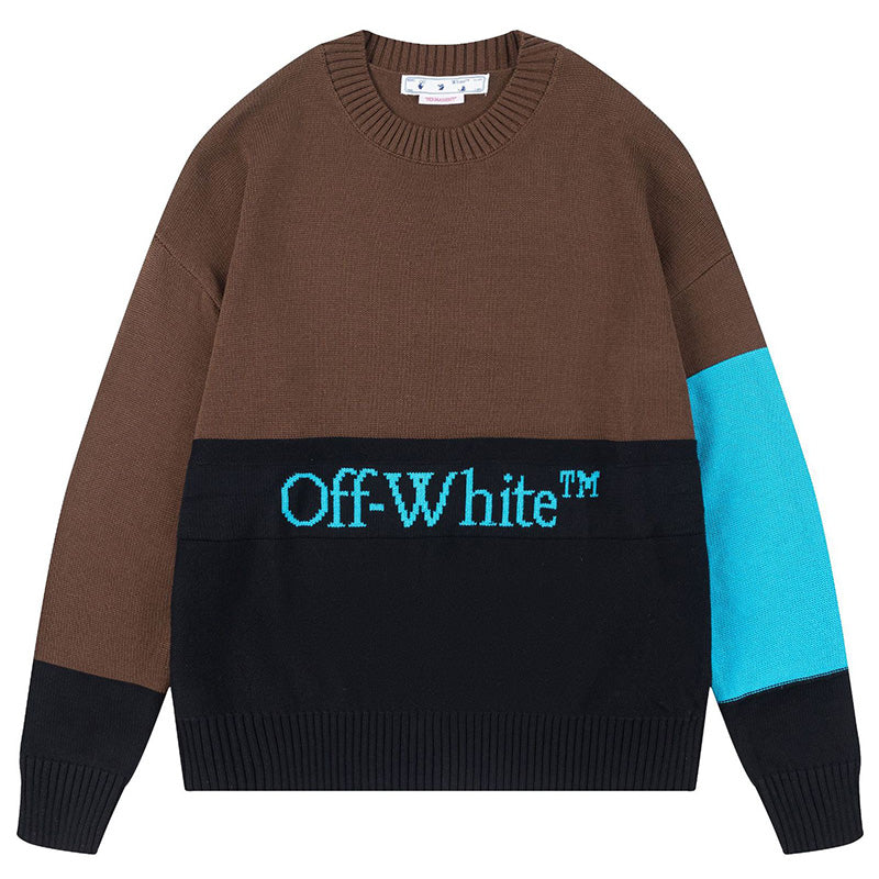 OW Color Block Logo Knit Sweater