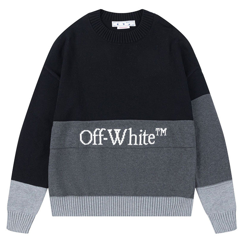 OW Color Block Logo Knit Sweater
