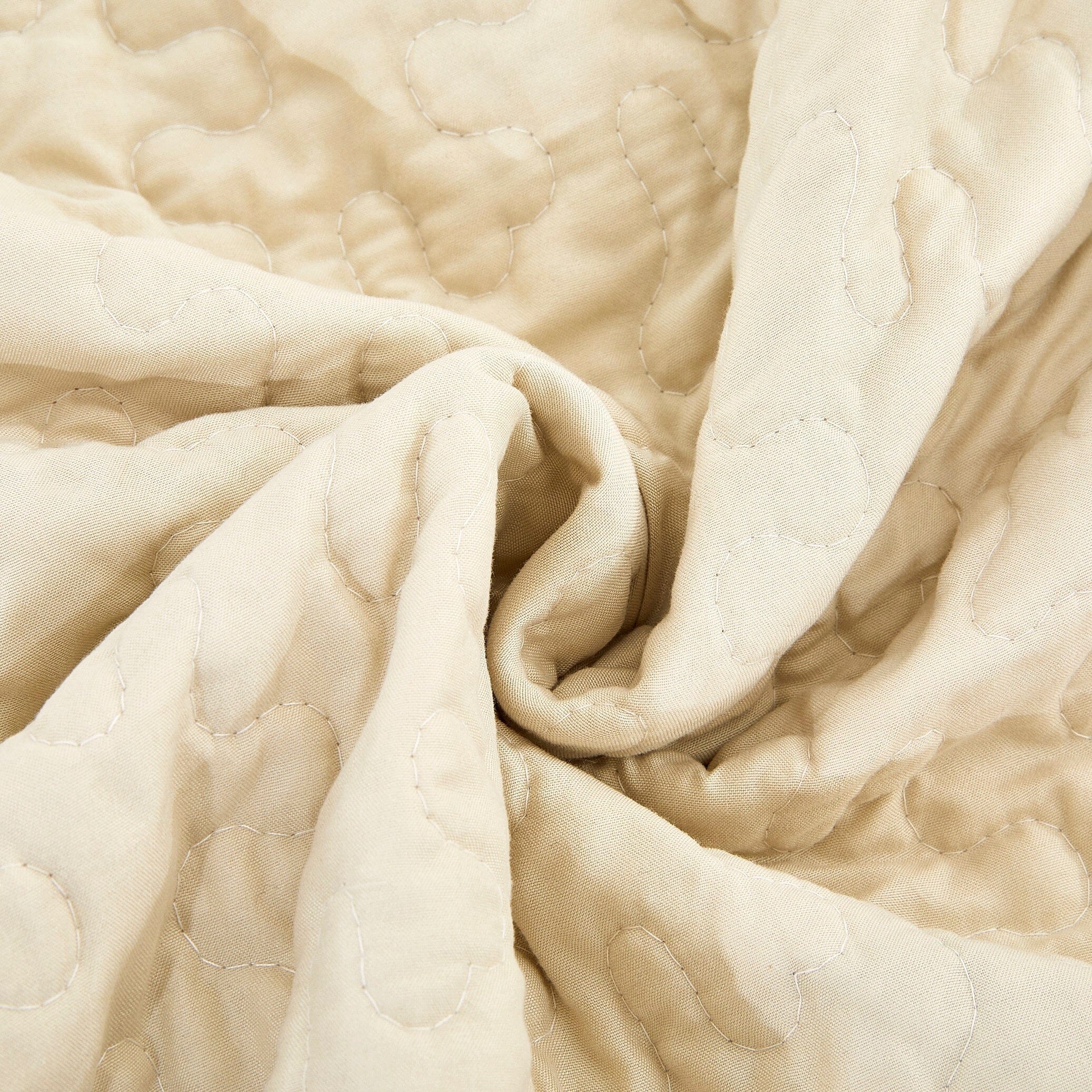 Botanical Floral Throw Blanket - Quilted Yellow Fleur Golden Orange Spring Time Tulips - Scalloped Edges Bright Vibrant Ivory Cream - 50 x 60-Tolkye