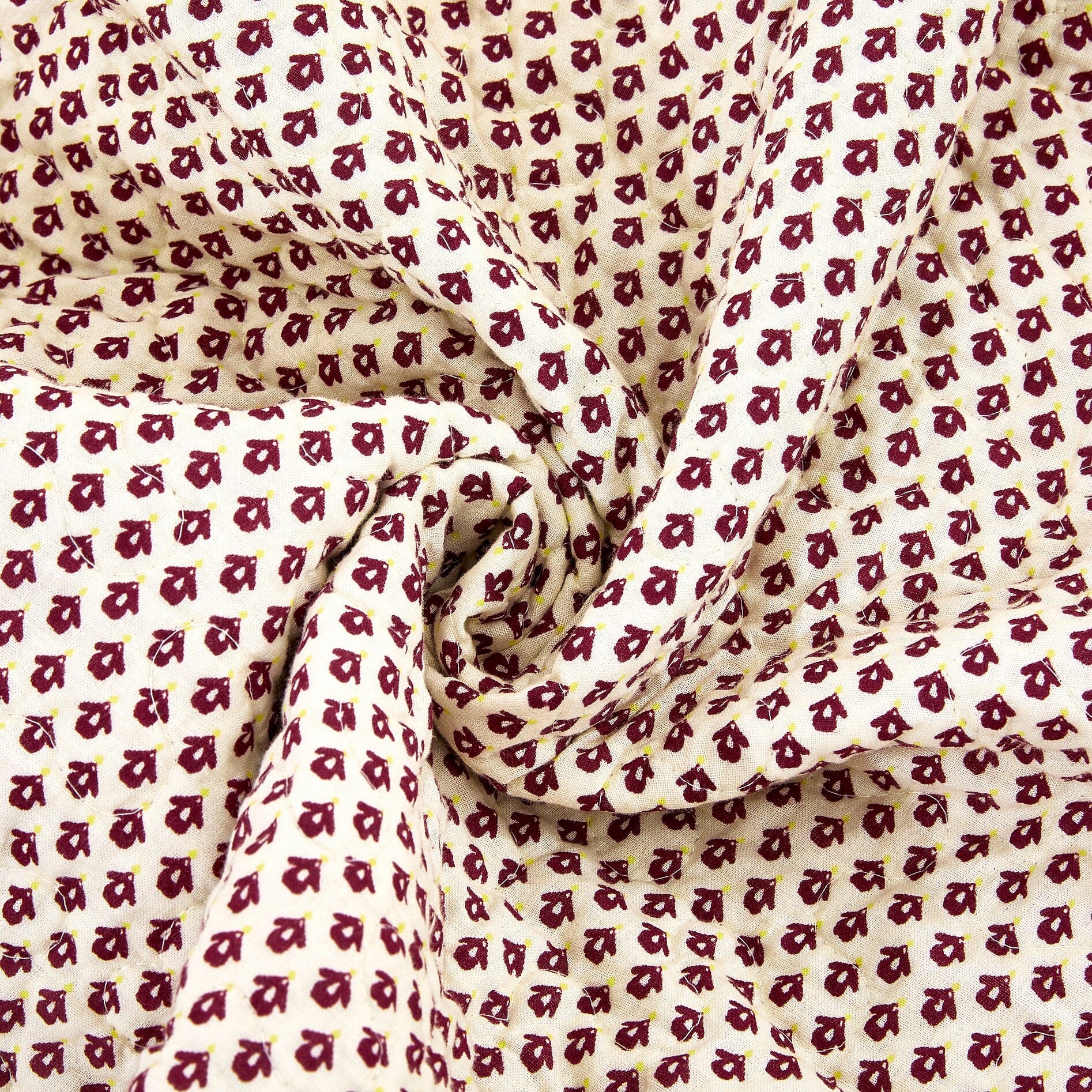 Fairy Tale Tea Party Beige Burgundy Paisley Floral Cotton Patchwork Quilted Throw Blanket