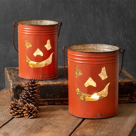 Jack-O'-Lantern Buckets, Set of Two