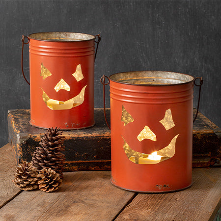 Jack-O'-Lantern Buckets, Set of Two