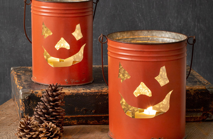 Jack-O'-Lantern Buckets, Set of Two