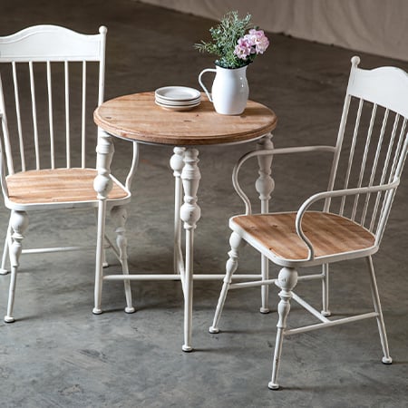 Whitewashed Turned Metal Accent Table