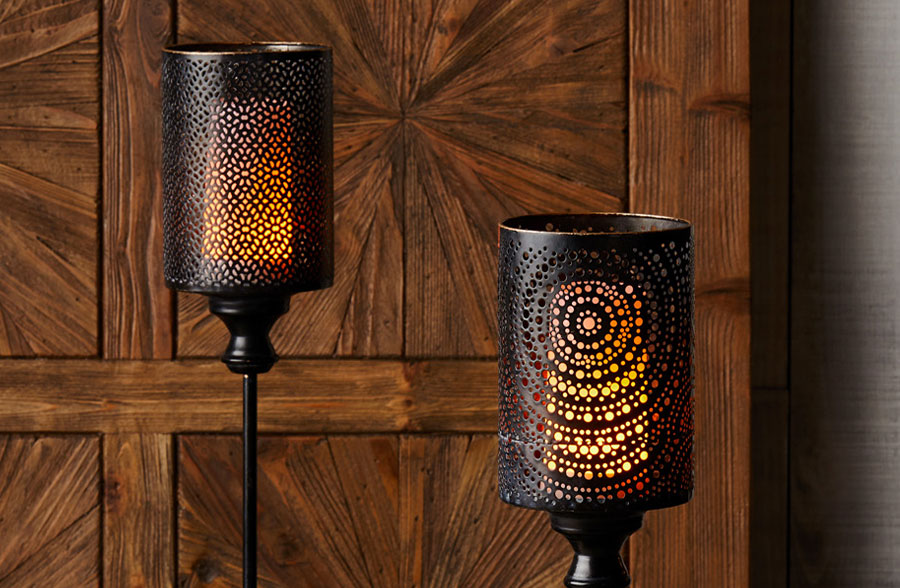 Metal Garden Lantern Stakes, Set of 2