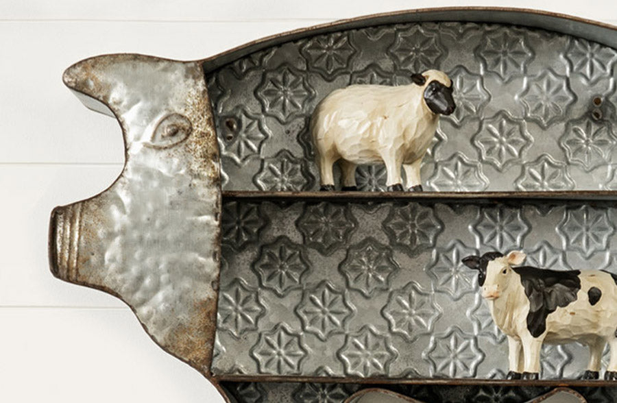 Galvanized Pig Wall Shelf