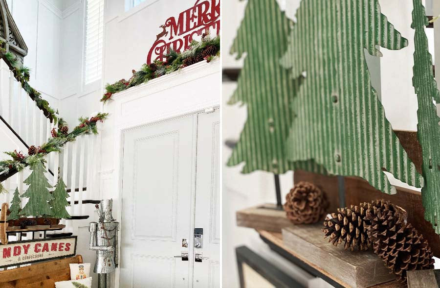 Corrugated Metal Christmas Tree Cutouts, Set of 3