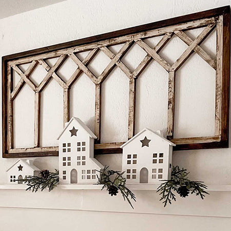 43 Inch Long Wooden Cathedral Window Wall Decor