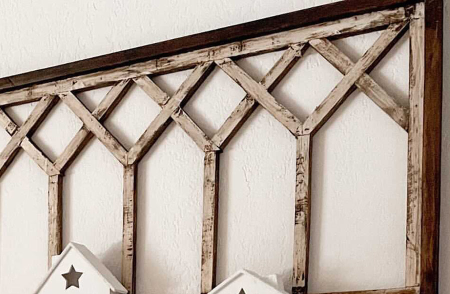 43 Inch Long Wooden Cathedral Window Wall Decor