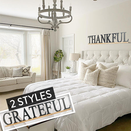 48 Inch Thankful and Grateful Wooden Sign, Pick Your Style