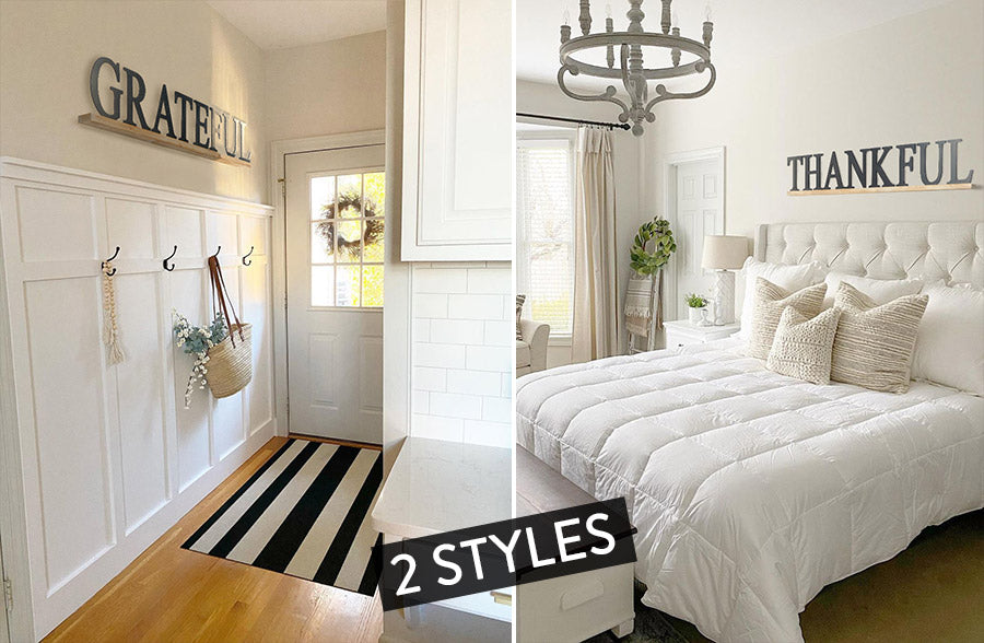 48 Inch Thankful and Grateful Wooden Sign, Pick Your Style