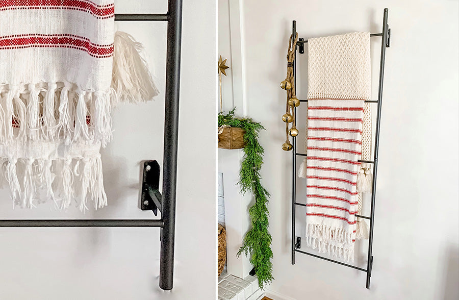 58 Inch Tall Wall Mounted Metal Display Ladder