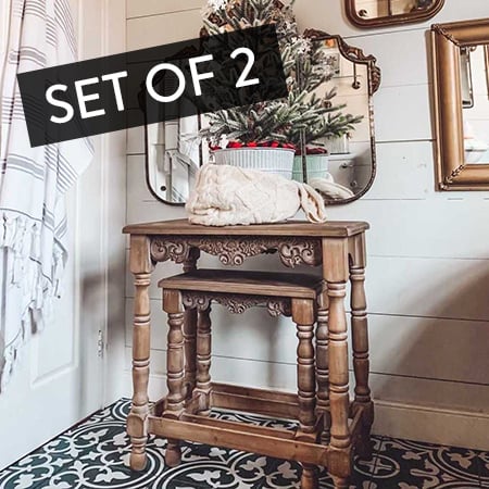 Turned Leg Victorian Nesting Tables, Set of 2