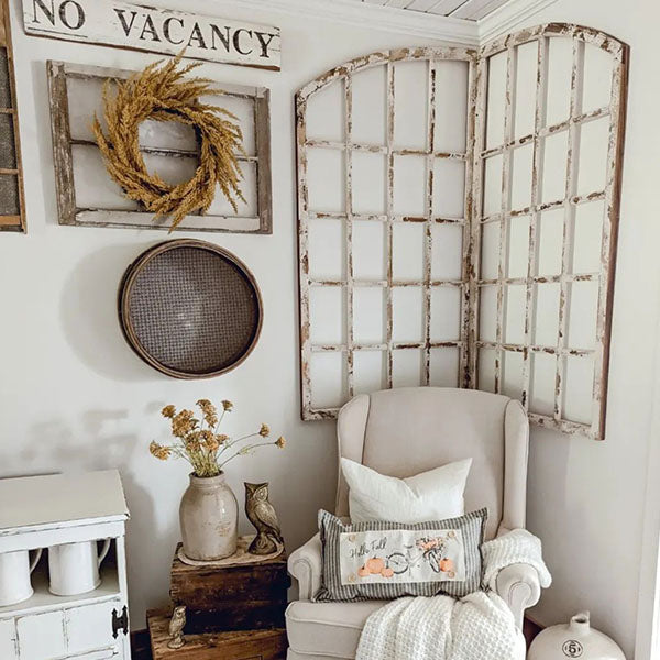 HUGE Distressed Hinged Window Frames, Set of 2