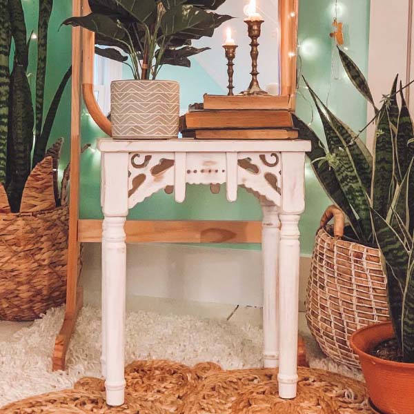 Whitewashed Victorian Accent Tables, Set of 2