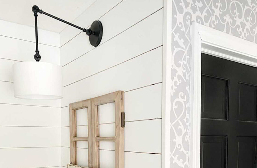 Articulating Arm Linen Drum Shade Sconce