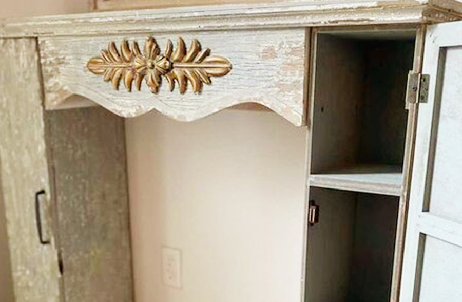 Ornate Distressed Mantel with Storage