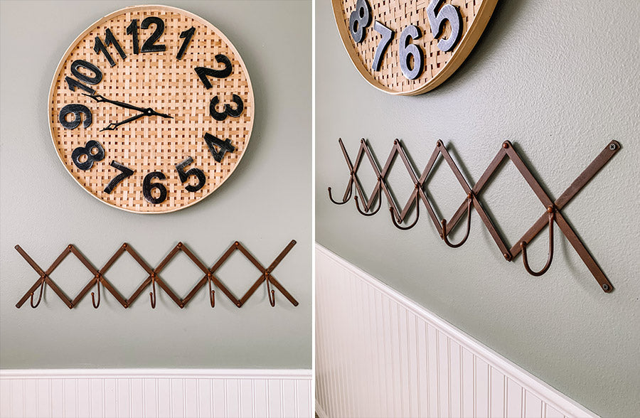 52 Inch Rusted Finish Accordion Wall Hooks