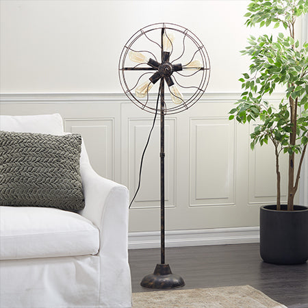 55 Inch Tall Vintage Inspired Fan Floor Lamp