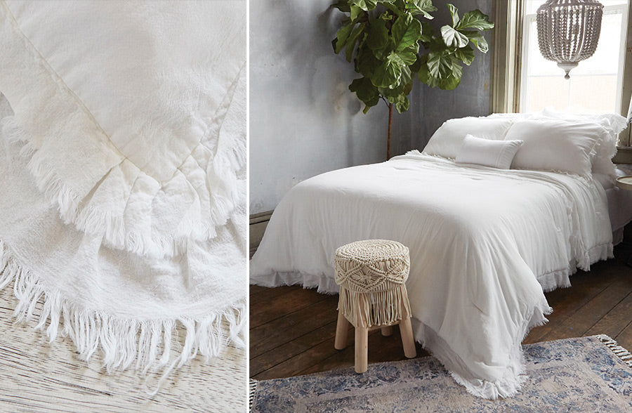 Frayed Edge Comforter 3 Piece Set, Pick Your Color/Size