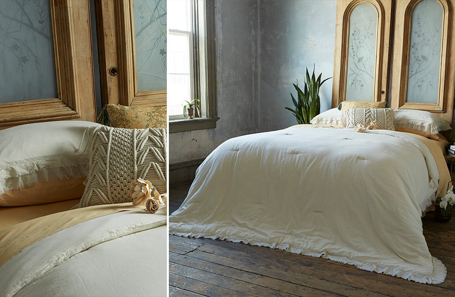 Frayed Edge Comforter 3 Piece Set, Pick Your Color/Size