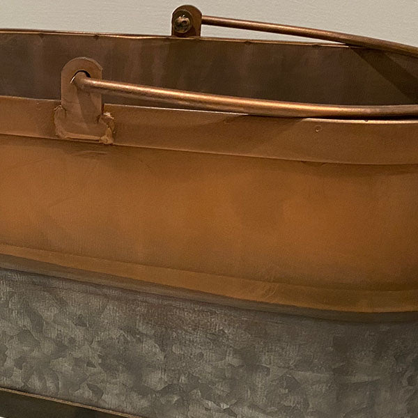 Galvanized and Copper Finish Two-Toned Pails, Set of 2