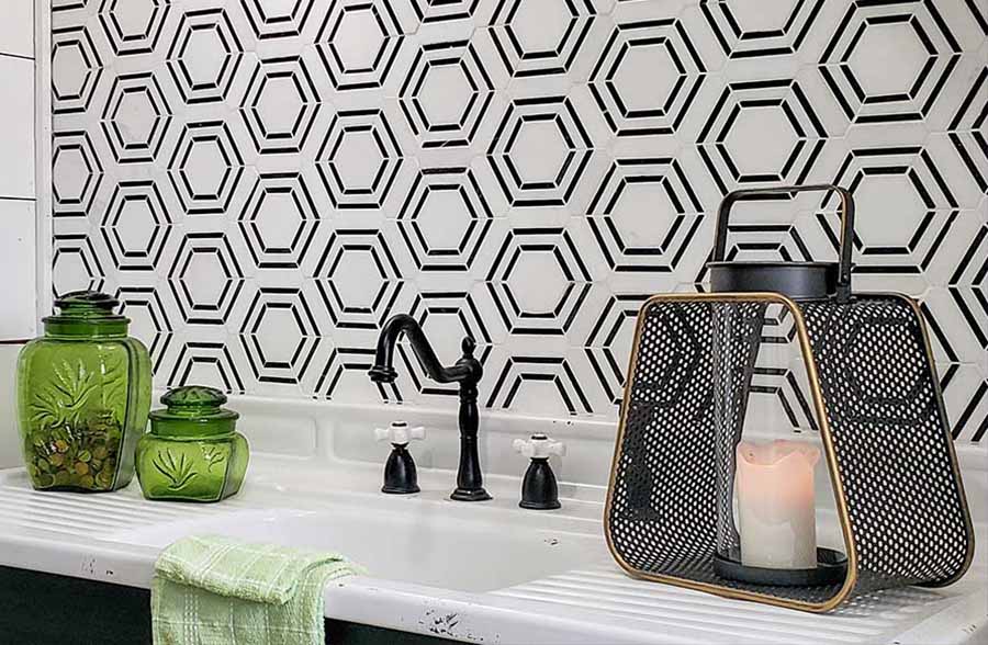 Large Rounded Triangle Pierced Black Metal Candle Lantern