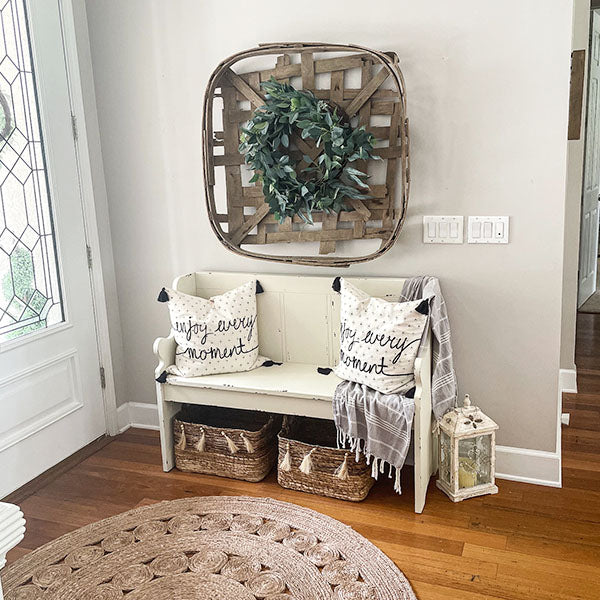 Woven Banana Leaf Baskets with Tassels, Set of 4