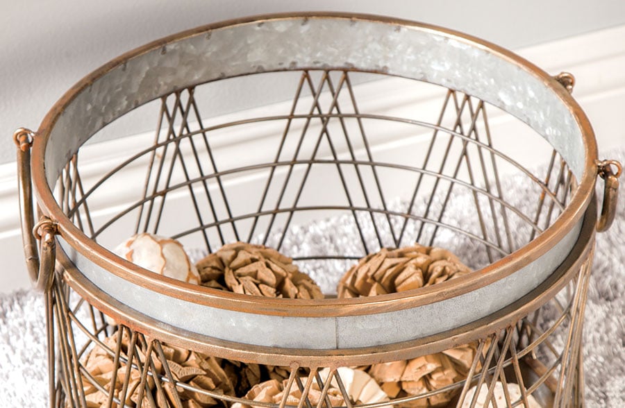 Galvanized Metal and Wood Barrel Planters, Set of 2