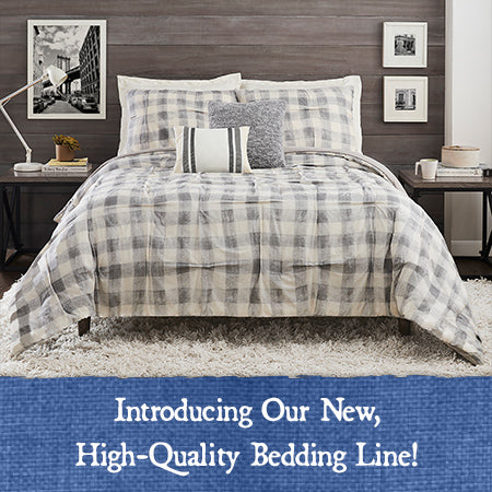 High-Quality Grey Plaid Bedding 5 Piece Set, Pick Your Size
