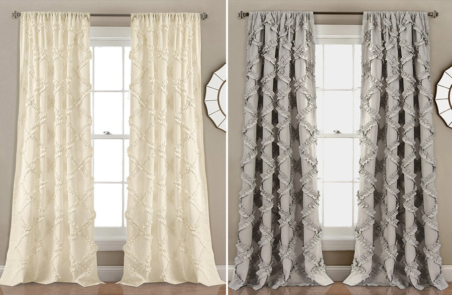 Frill Design Curtain Panel Set, Pick Your Color