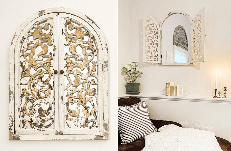 Ornate Distressed Wall Mirror