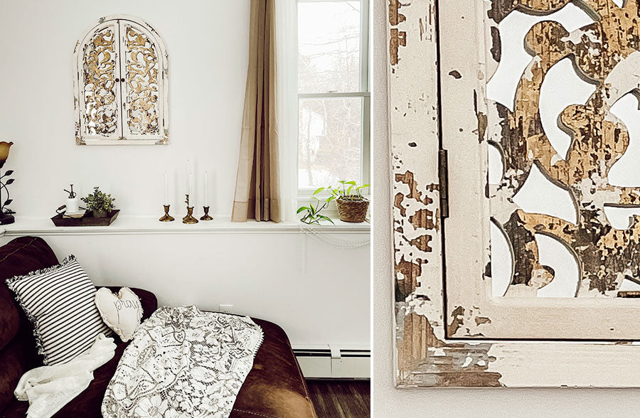 Ornate Distressed Wall Mirror