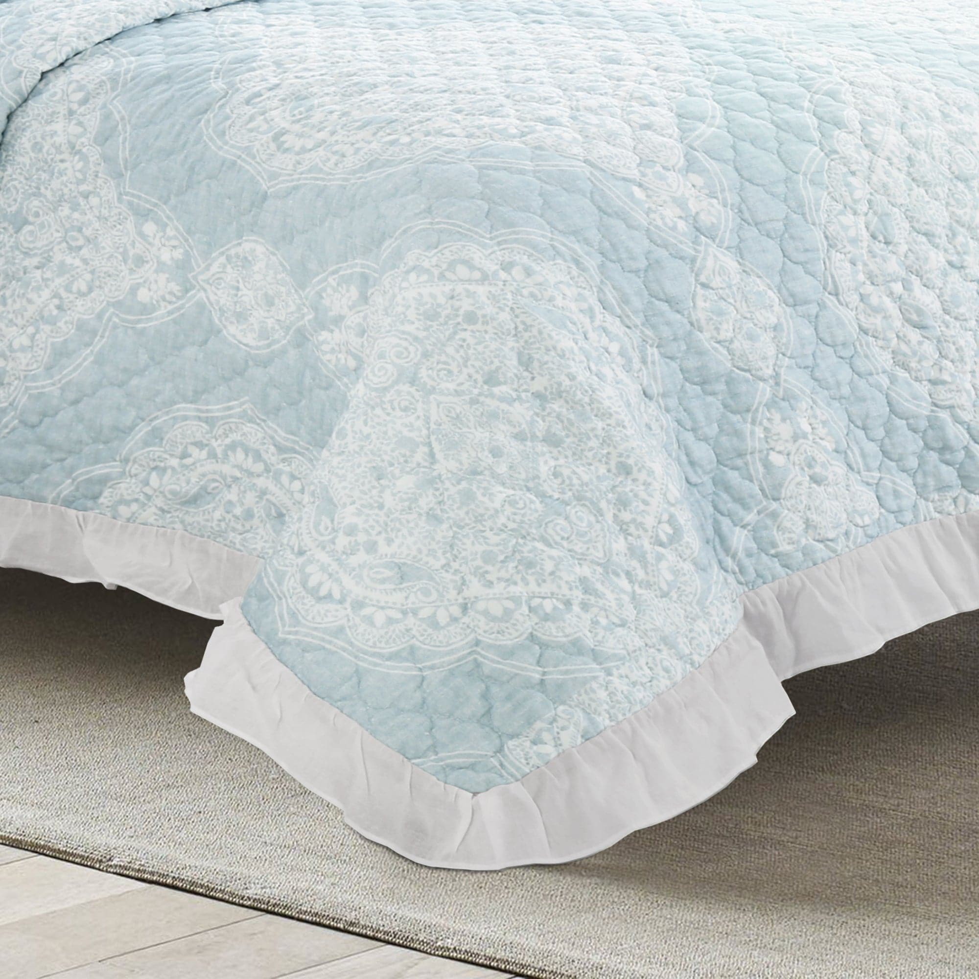 Lucianna Ruffle Edge Cotton Bedspread Set-Tolkye