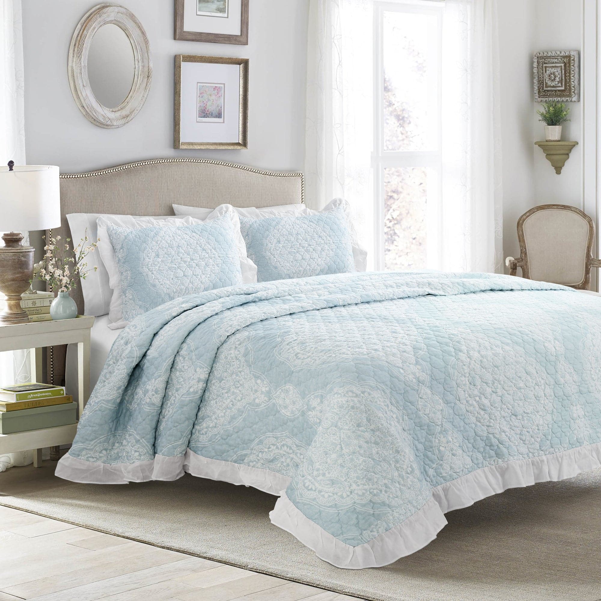 Lucianna Ruffle Edge Cotton Bedspread Set-Tolkye