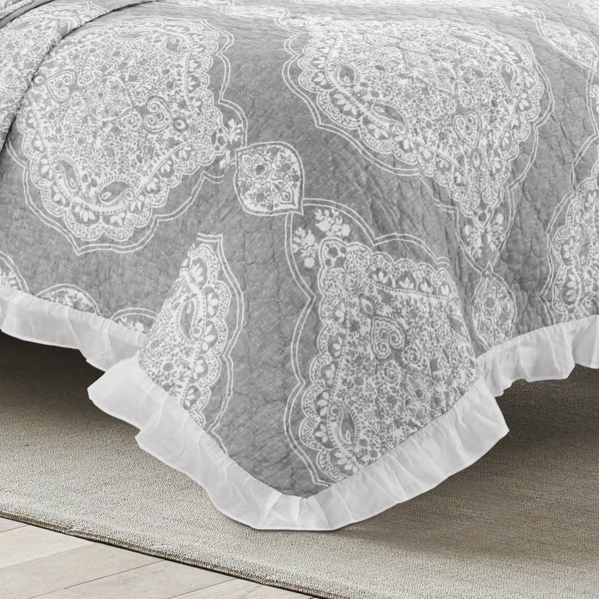Lucianna Ruffle Edge Cotton Bedspread Set-Tolkye