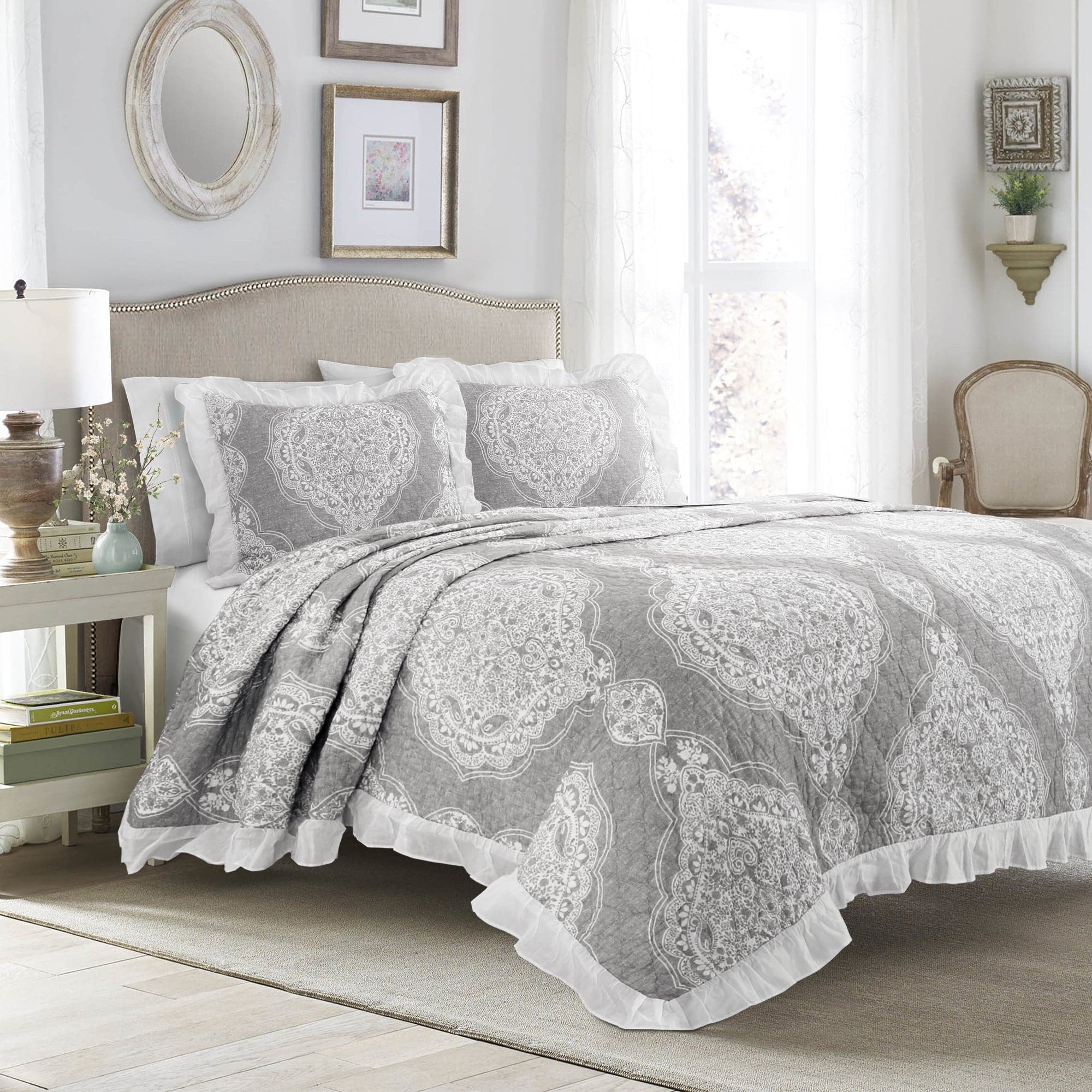 Lucianna Ruffle Edge Cotton Bedspread Set-Tolkye