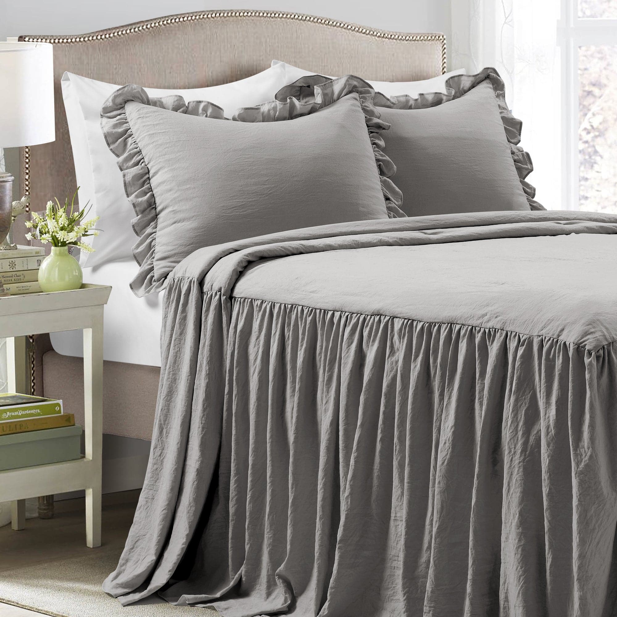 Ruffle Skirt Bedspread Set-Tolkye