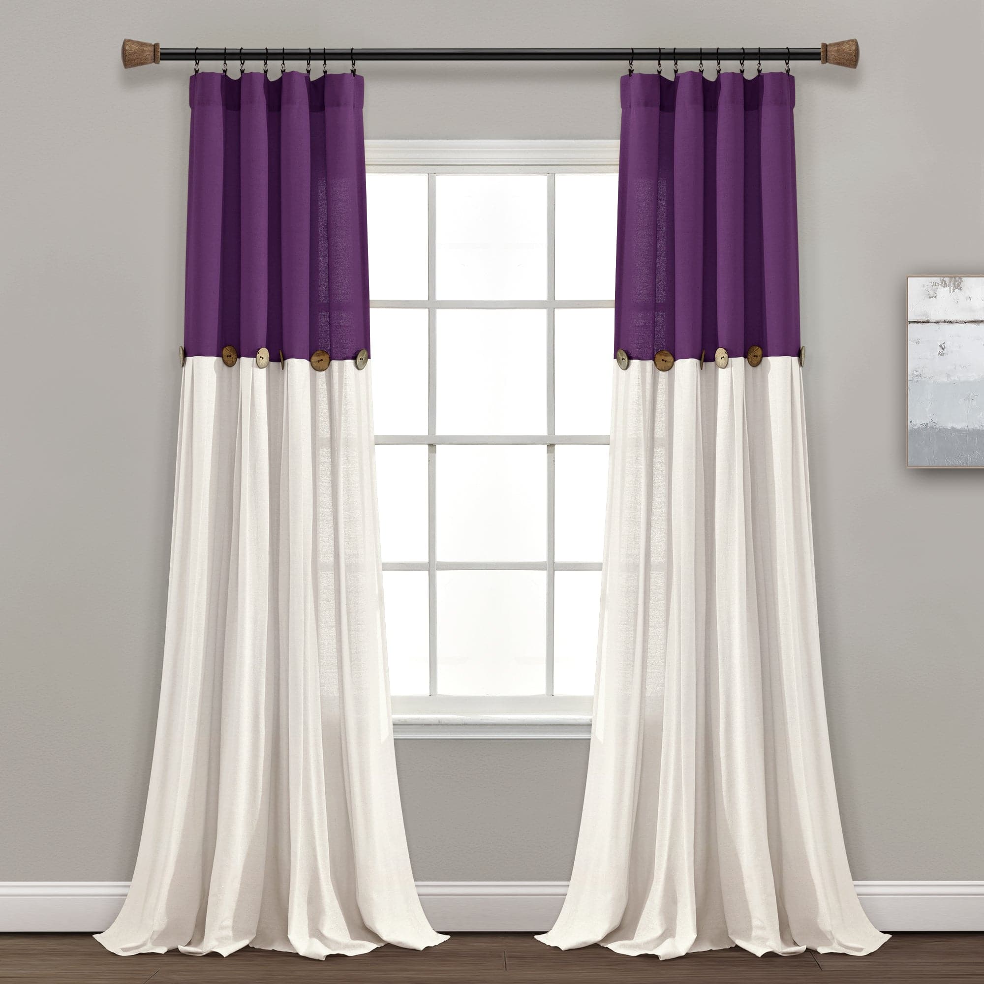 Linen Button Window Curtain Panel