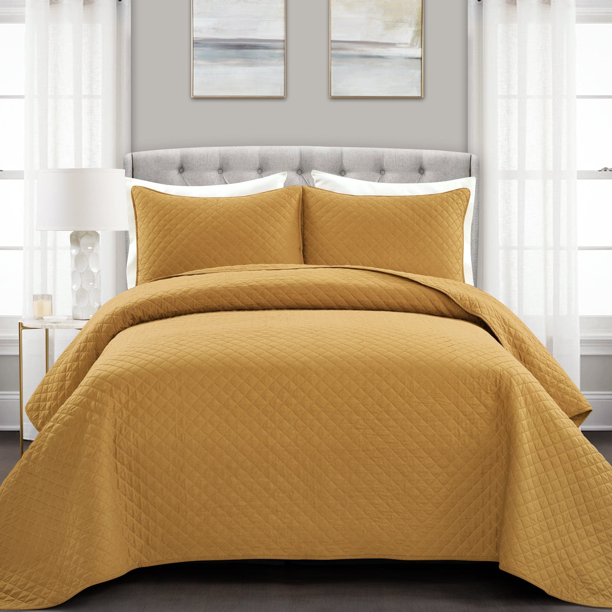 Ava Diamond Oversized Cotton Quilt Set-Tolkye