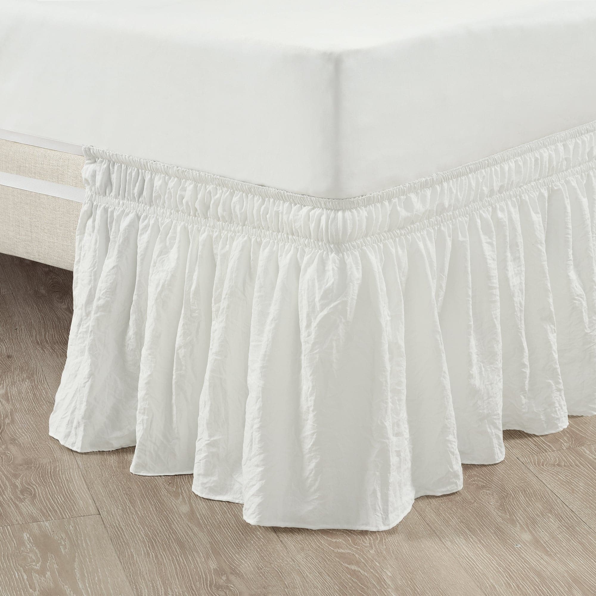 Ruched Ruffle Elastic Easy Wrap Around Bed Skirt-Tolkye