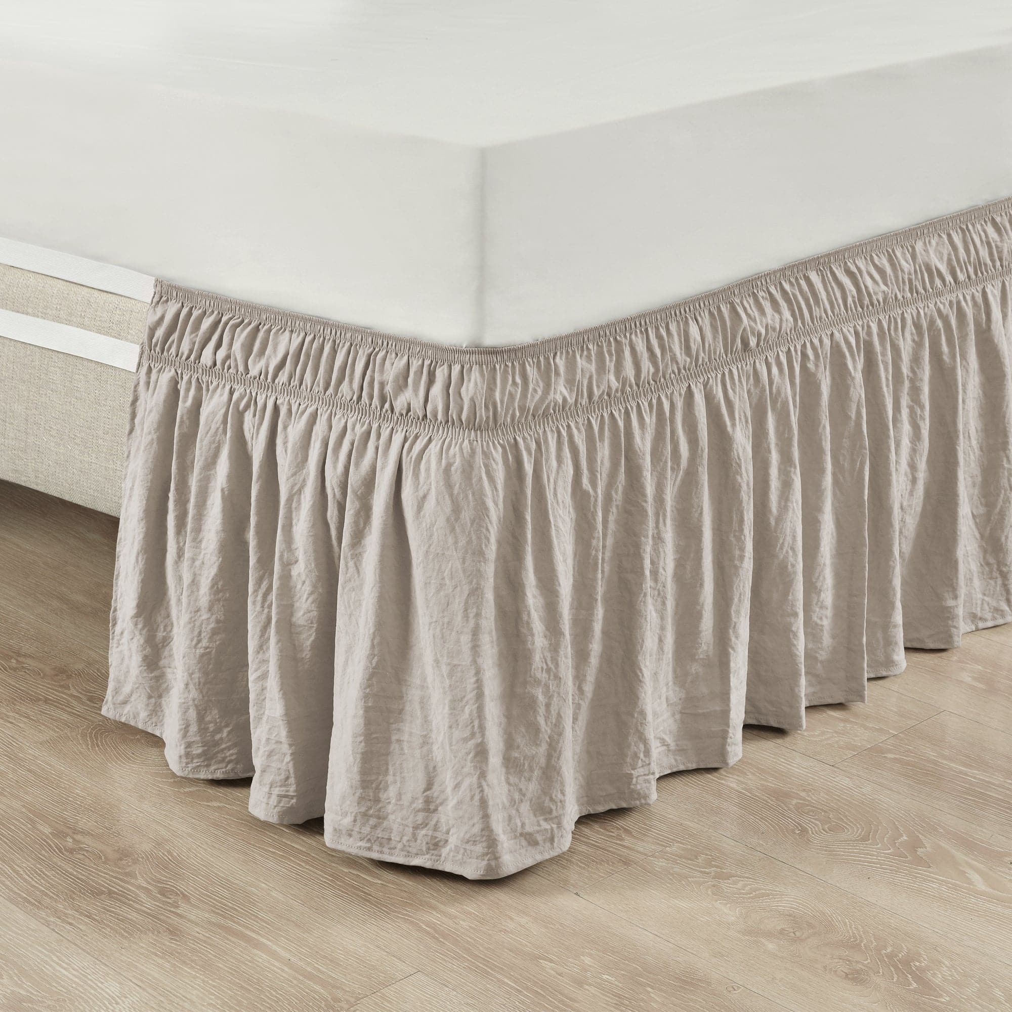 Ruched Ruffle Elastic Easy Wrap Around Bed Skirt-Tolkye