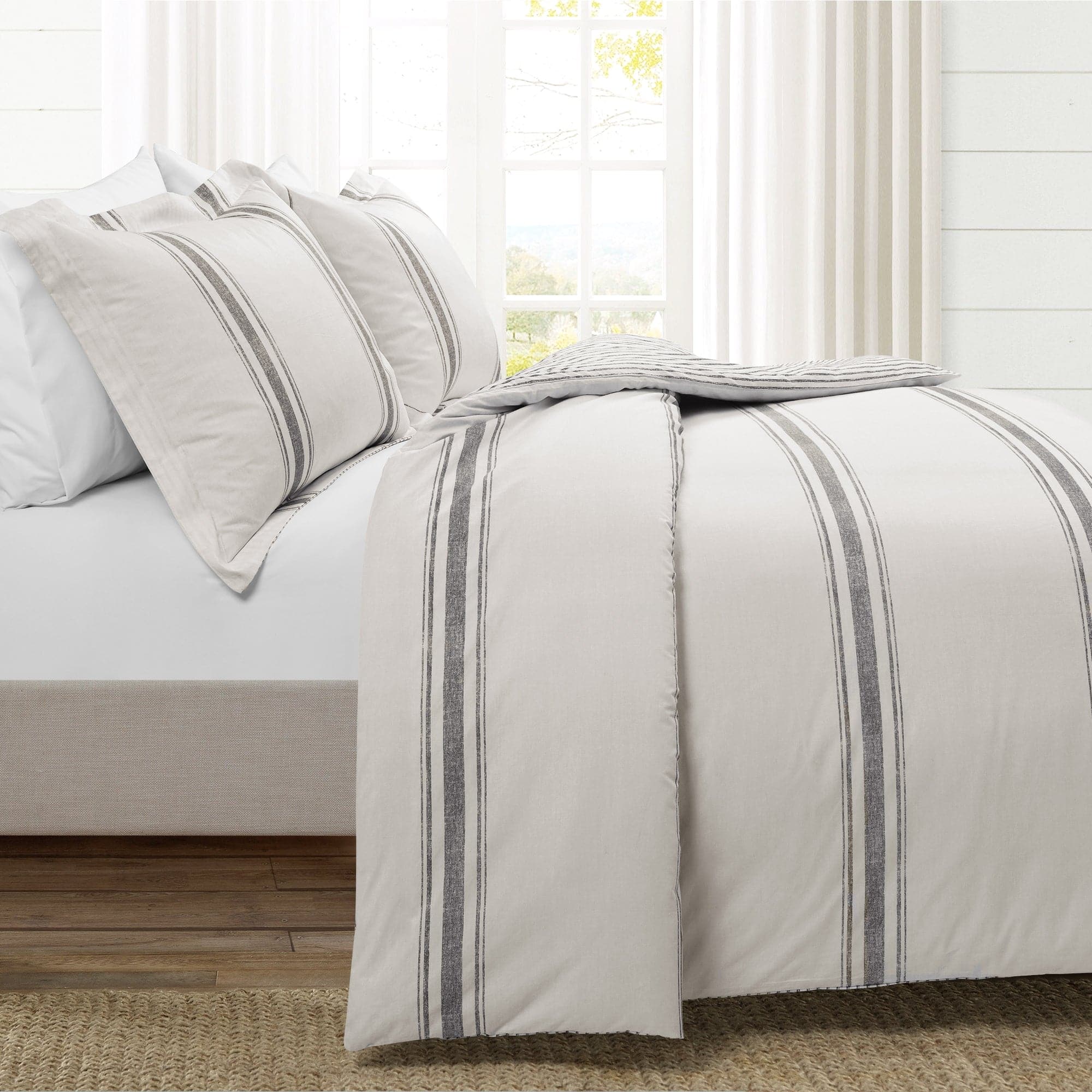 Farmhouse Stripe 100% Cotton Duvet Cover Set-Tolkye