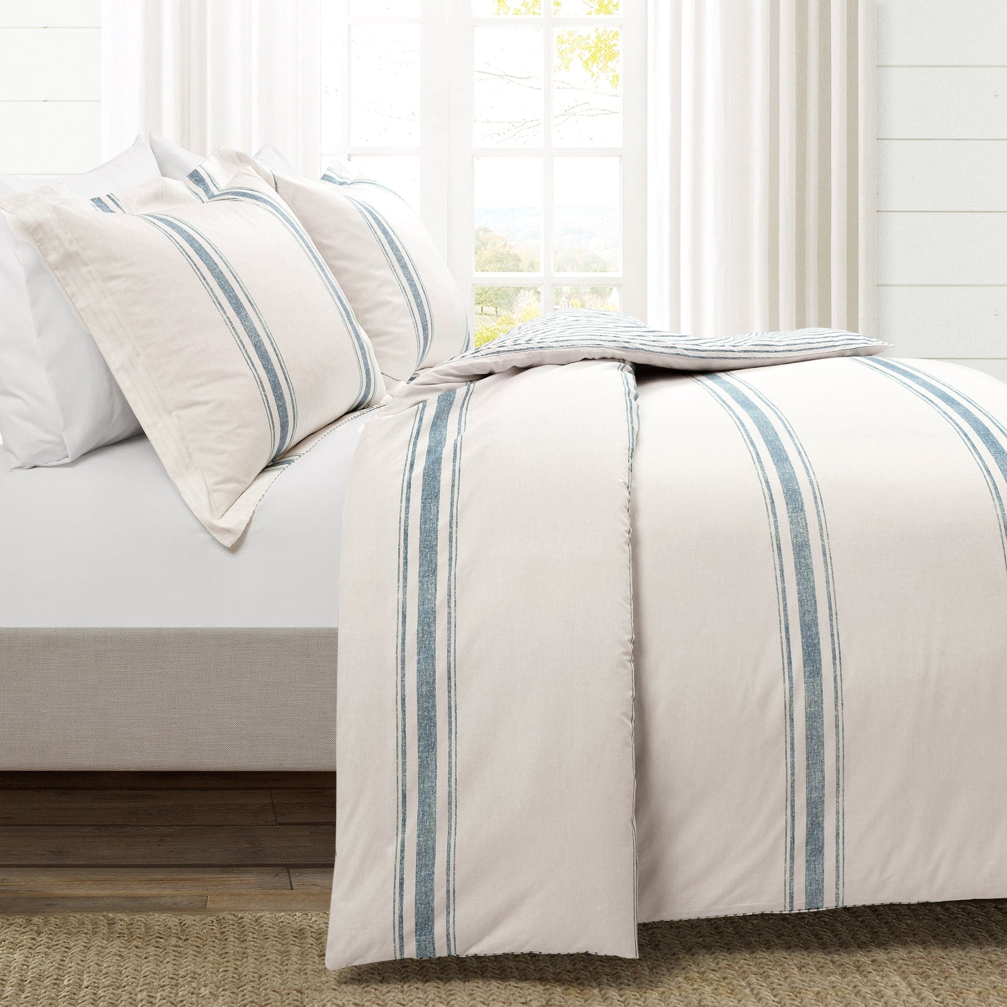 Farmhouse Stripe 100% Cotton Duvet Cover Set-Tolkye