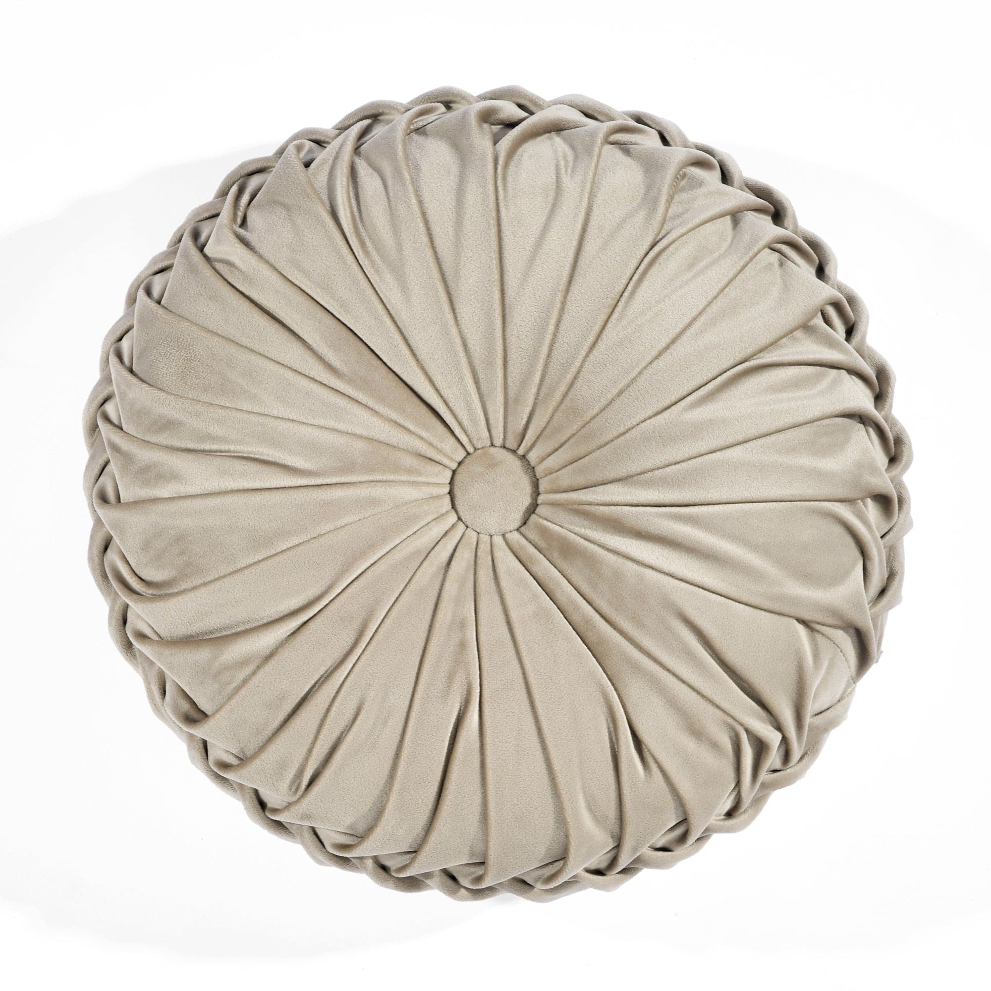 Round Pleated Soft Velvet Throw Pillow-Tolkye