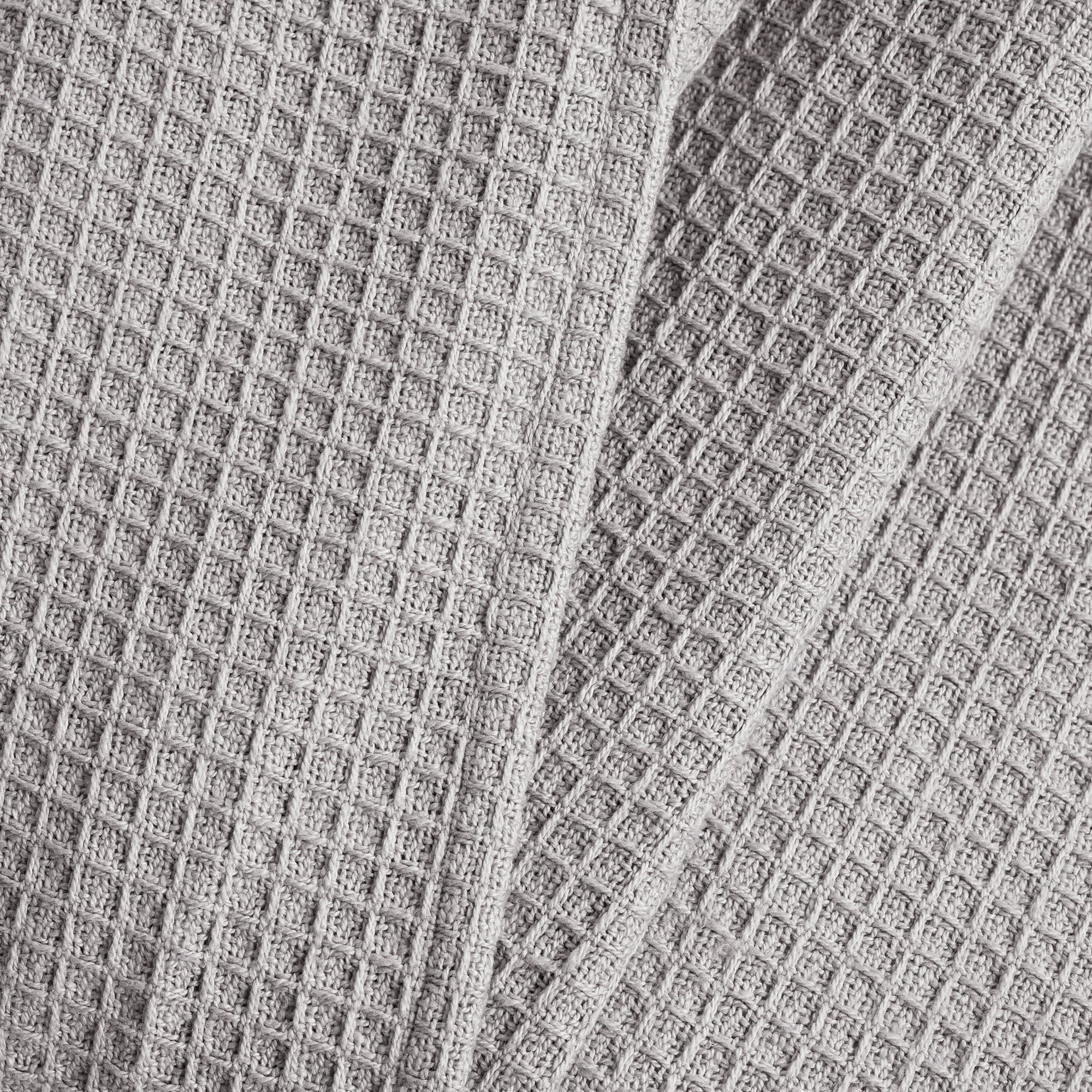 Waffle Cotton Knit Tassel Fringe Throw-Tolkye