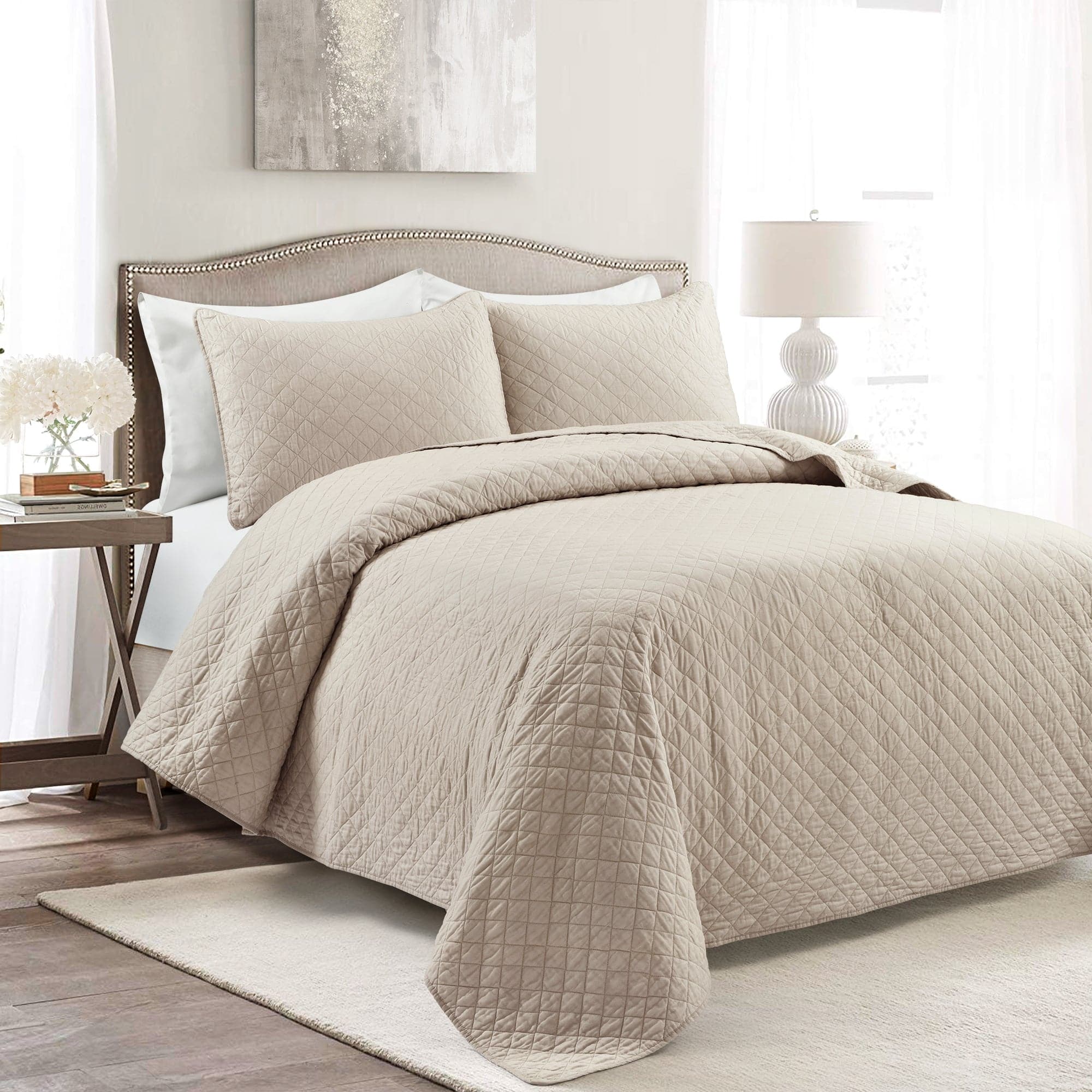 Ava Diamond Oversized Cotton Quilt Set-Tolkye