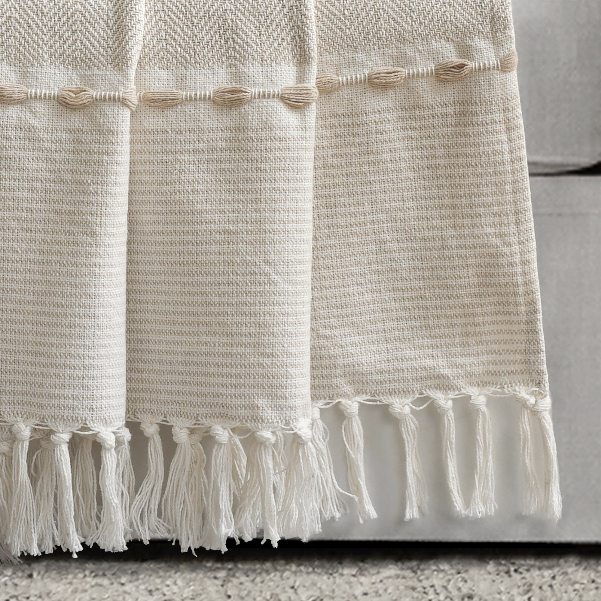 Herringbone Stripe Yarn Dyed Cotton Woven Tassel Throw-Tolkye