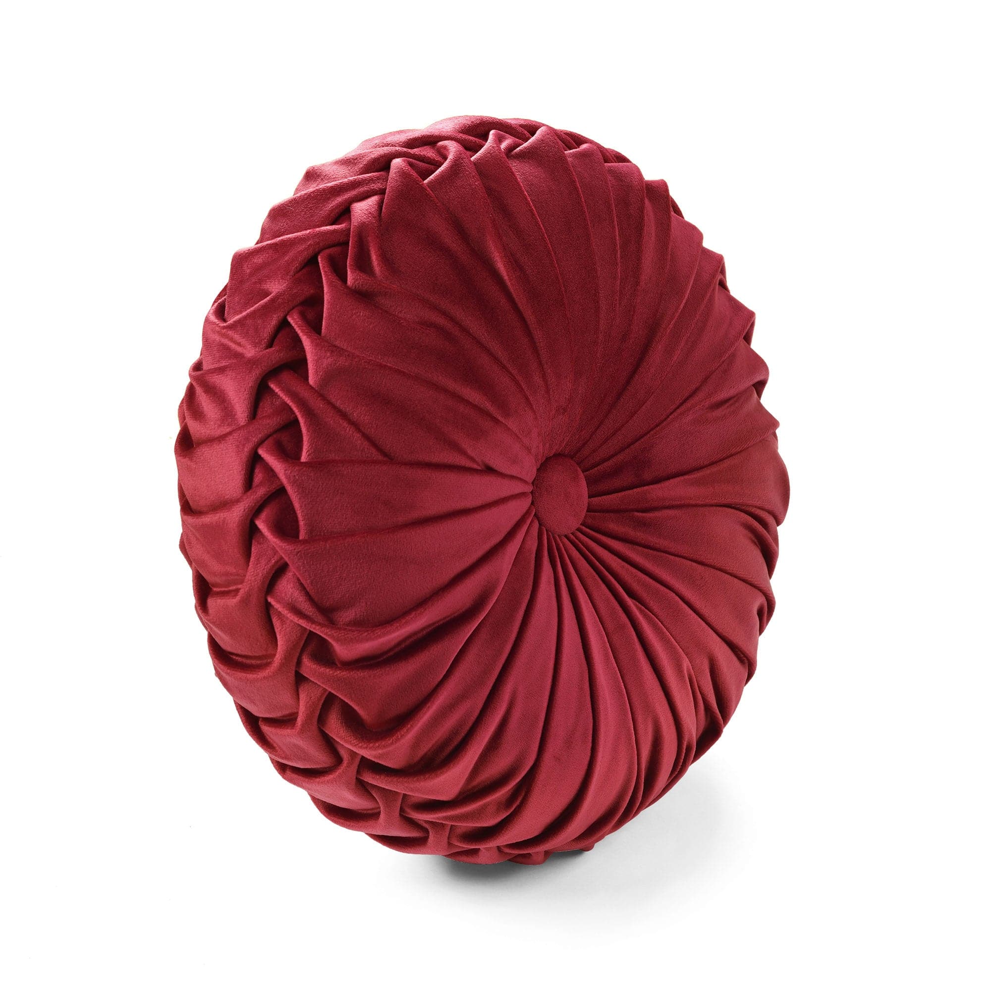 Round Pleated Soft Velvet Throw Pillow-Tolkye